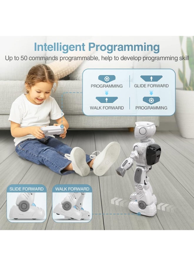 Supwell Programming Robot Toys With Music Demo And Led Emoji Function, Recharge Rc Robot For Kids 5-7, Gift For Girls And Boys, Girl Toys And Boy Toys For Direction And Intelligence Development  - Image 2