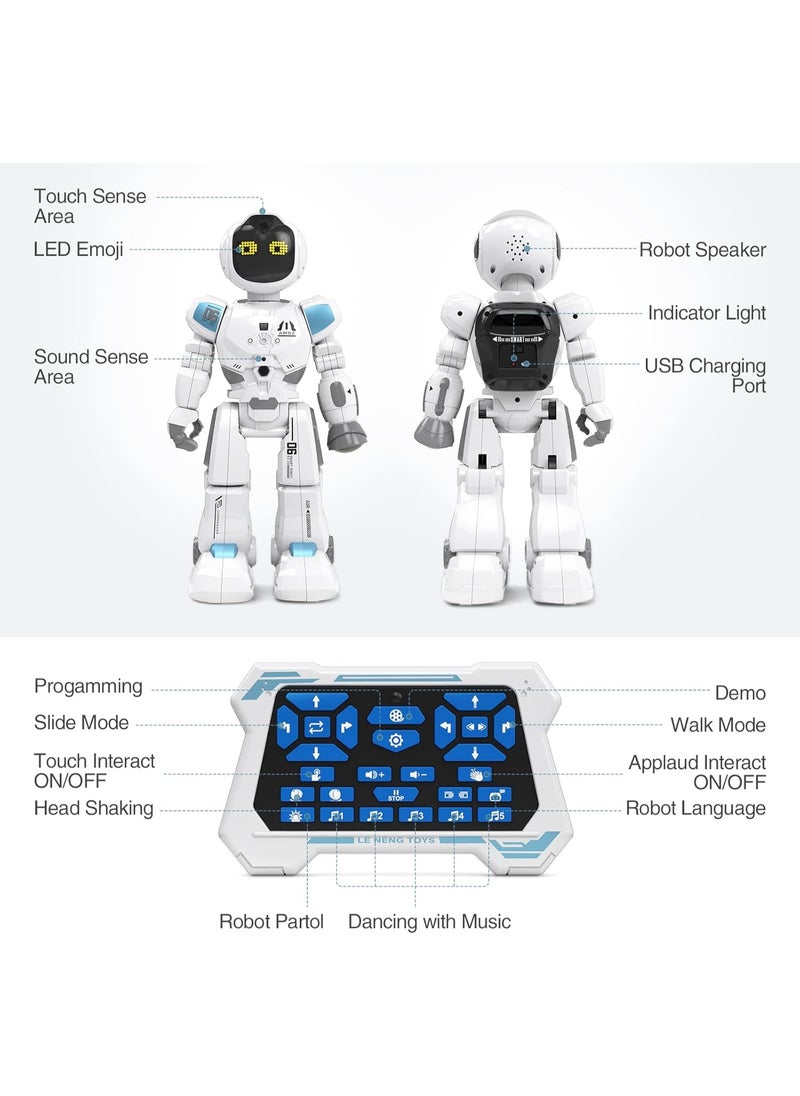 Supwell Programming Robot Toys With Music Demo And Led Emoji Function, Recharge Rc Robot For Kids 5-7, Gift For Girls And Boys, Girl Toys And Boy Toys For Direction And Intelligence Development  - Image 5