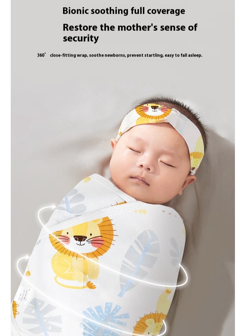 كيس نوم مضاد للخوف للأطفال حديثي الولادة من القطن الخالص بنمط أسد - Image 2