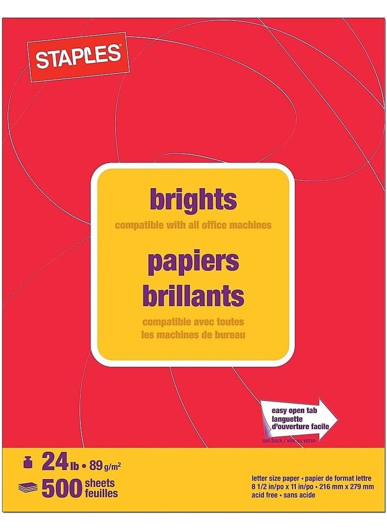 Staples Staples 733081 Brights 24 Lb Colored Paper Red 500Ream  - Image 2