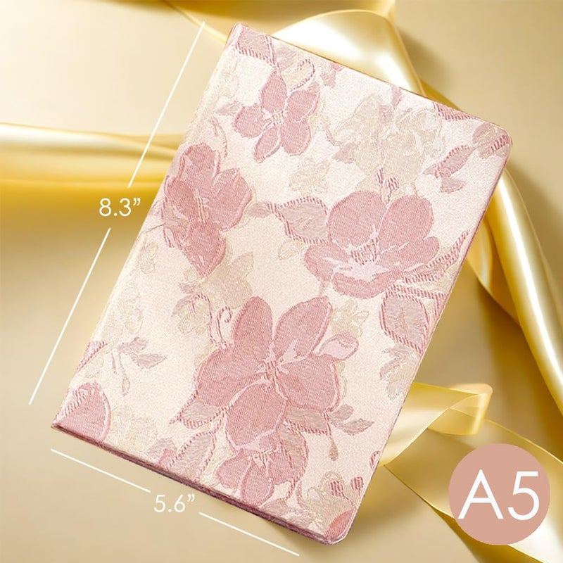 ipoul Pink Notebook, A5, Ruled Journal, Hardcover, Lay-flat, Embroidered Flower Journal, Beautiful Journal, Cute Notebooks for Women, Gift for Her, Writing Journal, Gratitude Journal, Peach Blossom - Image 4