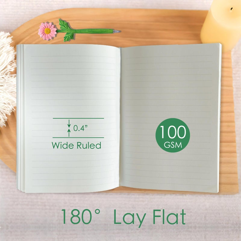 ipoul Pink Notebook, A5, Ruled Journal, Hardcover, Lay-flat, Embroidered Flower Journal, Beautiful Journal, Cute Notebooks for Women, Gift for Her, Writing Journal, Gratitude Journal, Peach Blossom - Image 5
