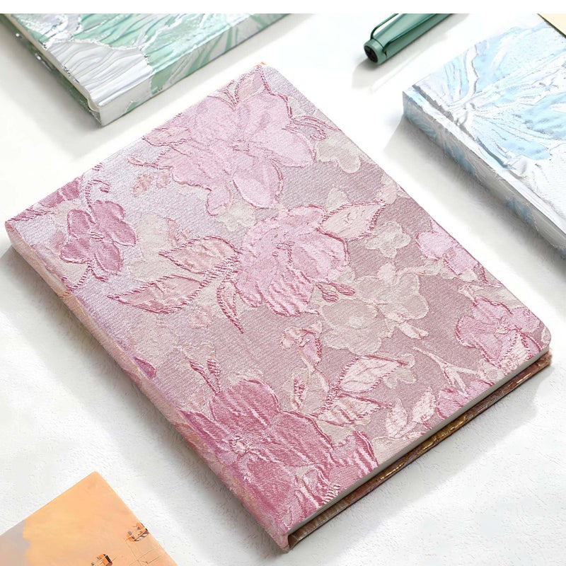 ipoul Pink Notebook, A5, Ruled Journal, Hardcover, Lay-flat, Embroidered Flower Journal, Beautiful Journal, Cute Notebooks for Women, Gift for Her, Writing Journal, Gratitude Journal, Peach Blossom - Image 2