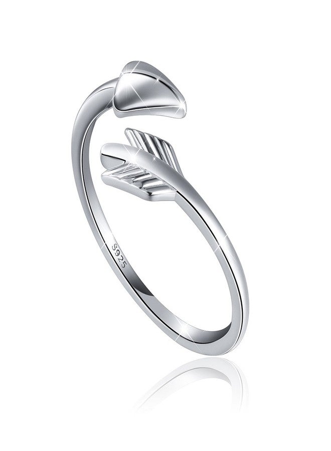SILVER MOUNTAIN S925 Sterling Silver Classic Love Polished Sideways Arrow Horizontal Ring for Women - Image 4