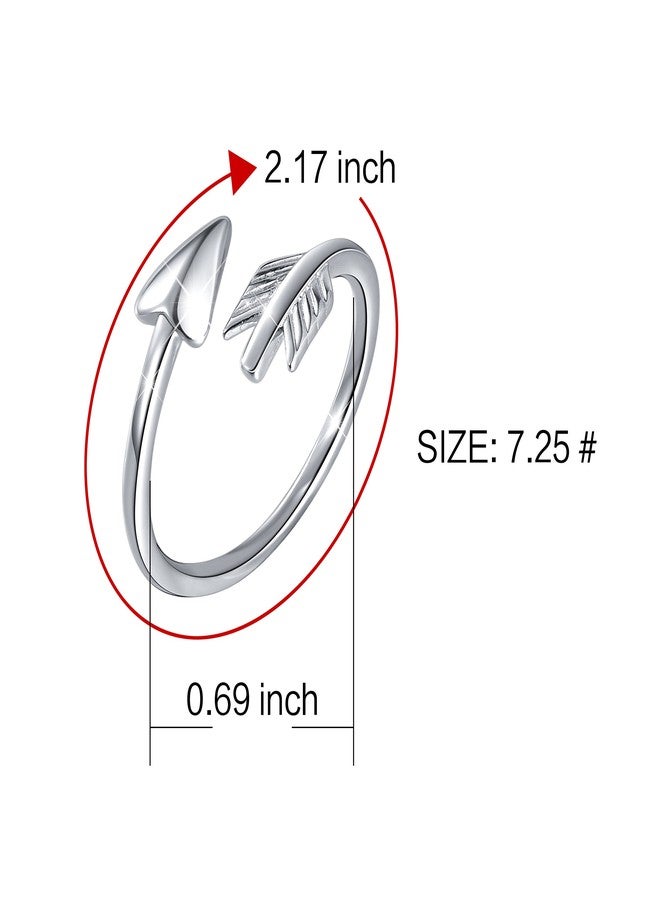 SILVER MOUNTAIN S925 Sterling Silver Classic Love Polished Sideways Arrow Horizontal Ring for Women - Image 2