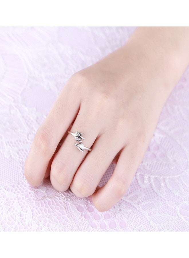 SILVER MOUNTAIN S925 Sterling Silver Classic Love Polished Sideways Arrow Horizontal Ring for Women - Image 5