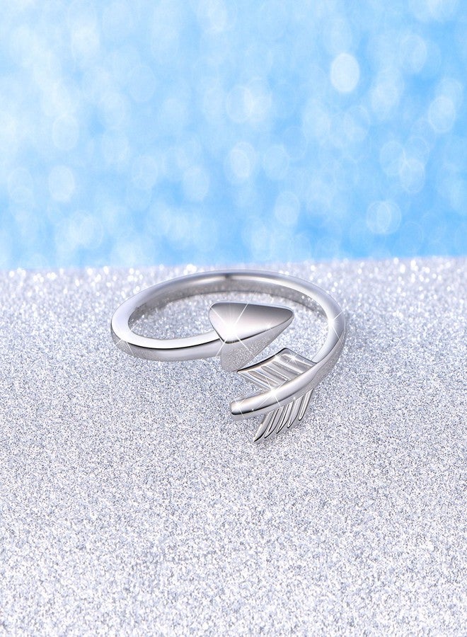SILVER MOUNTAIN S925 Sterling Silver Classic Love Polished Sideways Arrow Horizontal Ring for Women - Image 3