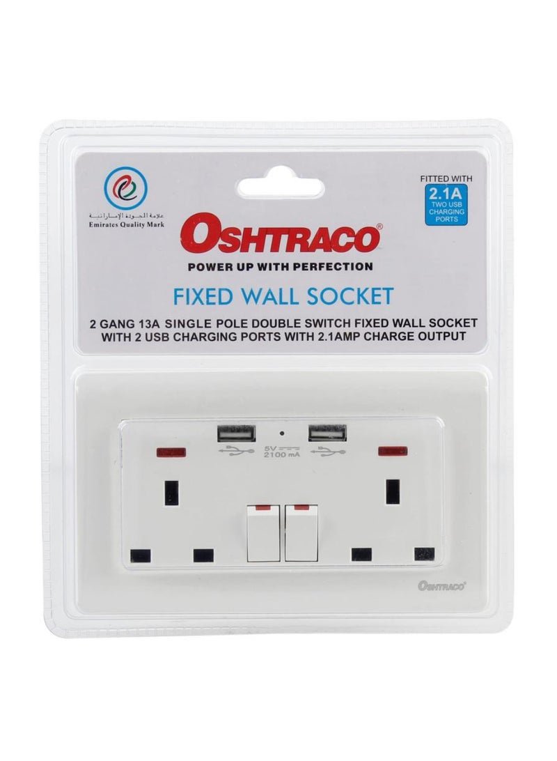 OSHTRACO مأخذ جدار أوشتراكو 2-جانج مع منفذ USB 13A