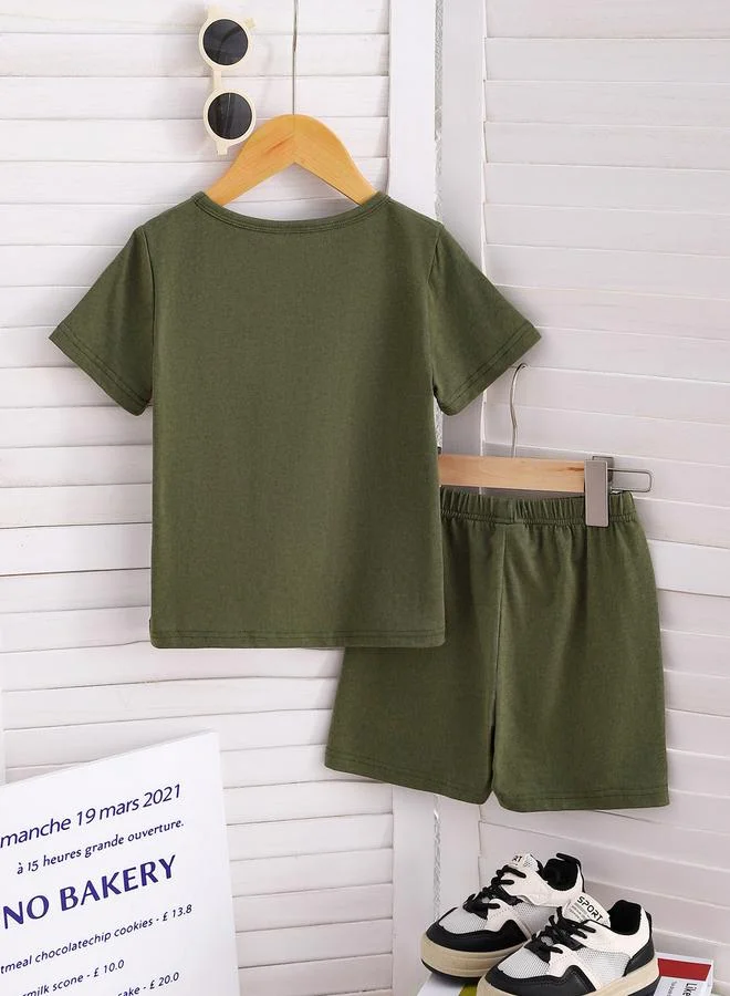 Take Two Boys Color Block Pocket Detail T-Shirt and Drawstring Shorts Set