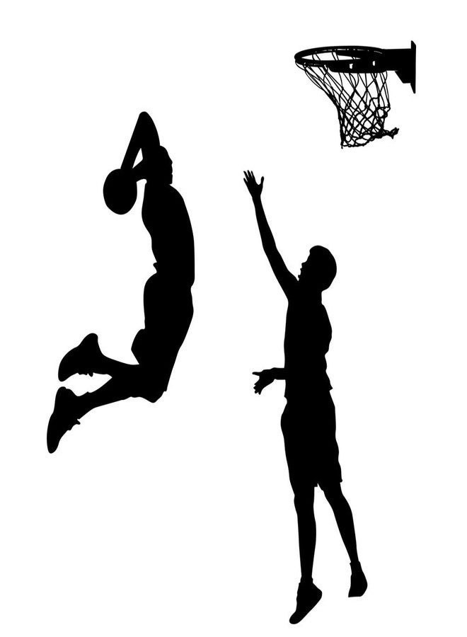 BooDecal DIY Vinyl Basketball Players Slam Dunk Silhouette Wall Decals Basketball Tournament Stickers for Boy Rooms Living Room Bedroom Decoration - Image 2