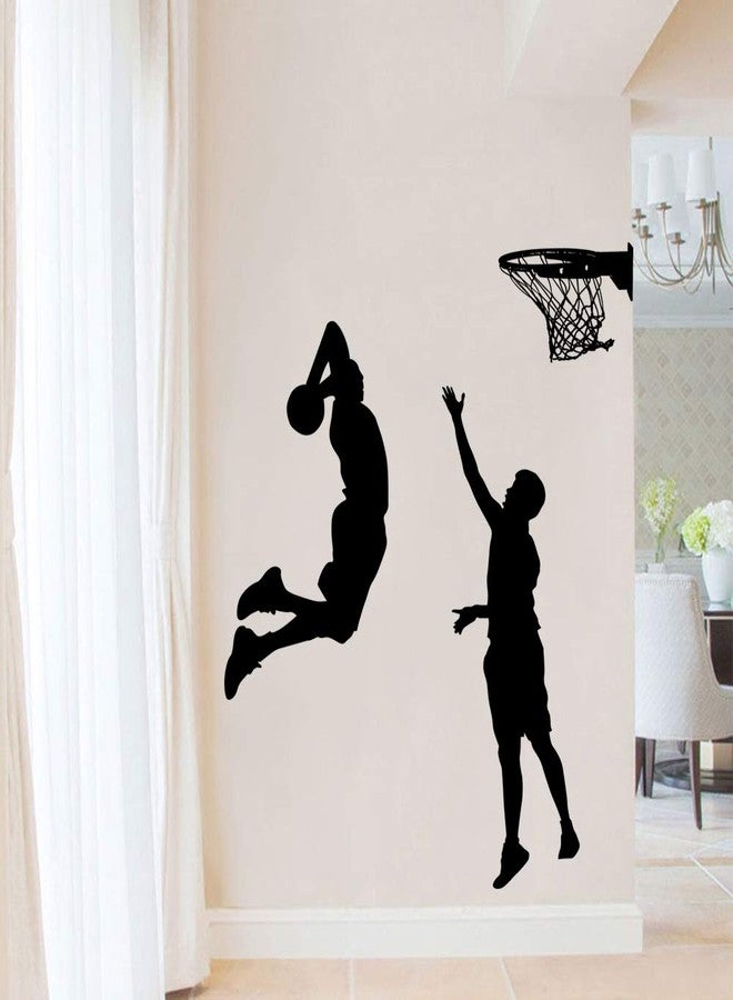 BooDecal DIY Vinyl Basketball Players Slam Dunk Silhouette Wall Decals Basketball Tournament Stickers for Boy Rooms Living Room Bedroom Decoration - Image 1