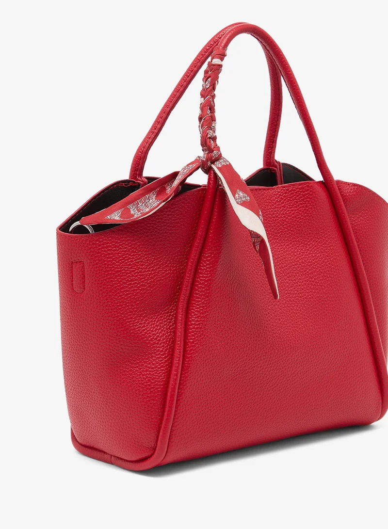 Ella Red Structured Satchel Bag With Scarf for Women | Best Price UAE