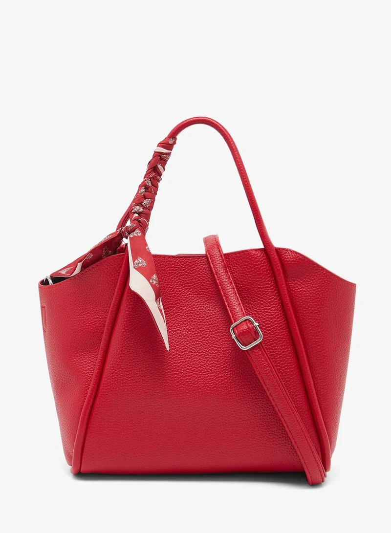 Ella Red Structured Satchel Bag With Scarf for Women | Best Price UAE