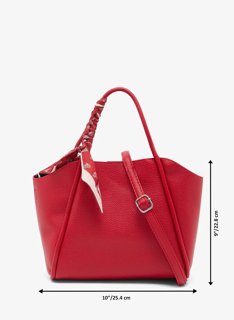 Ella Red Structured Satchel Bag With Scarf for Women | Best Price UAE