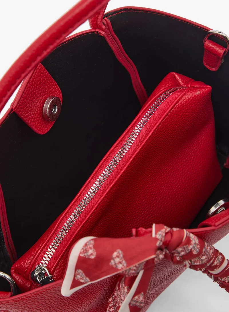 Ella Red Structured Satchel Bag With Scarf for Women | Best Price UAE