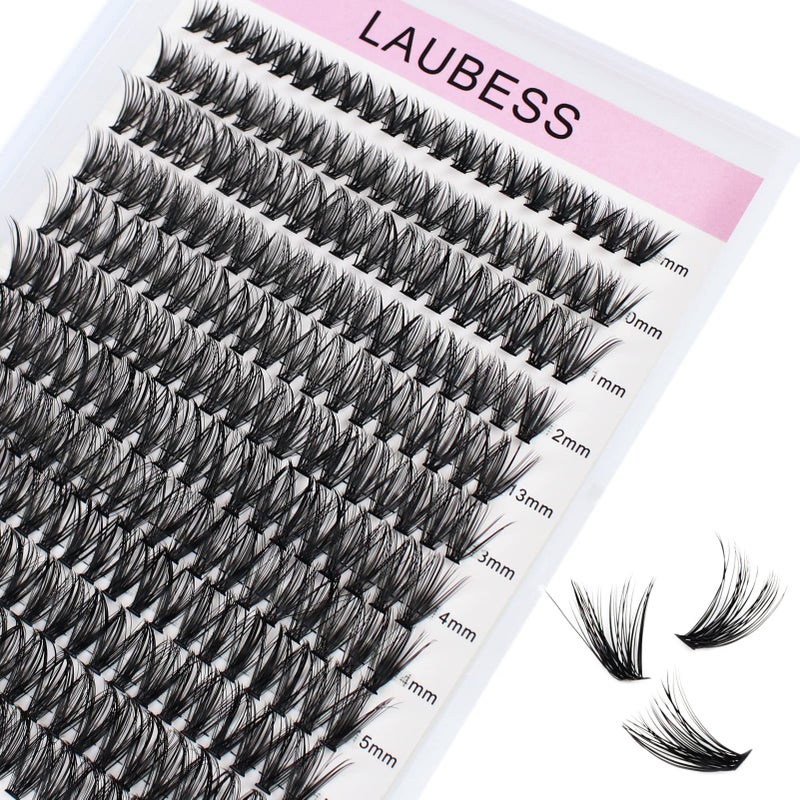 LAUBESS Cluster Eyelash Extensions Mixed LAUBESS Eyelash Clusters 40D Lash Clusters DIY Lash Extension Individual Lashes Natural Cluster Lashes Eyelash Extension 40D007D814mm Black