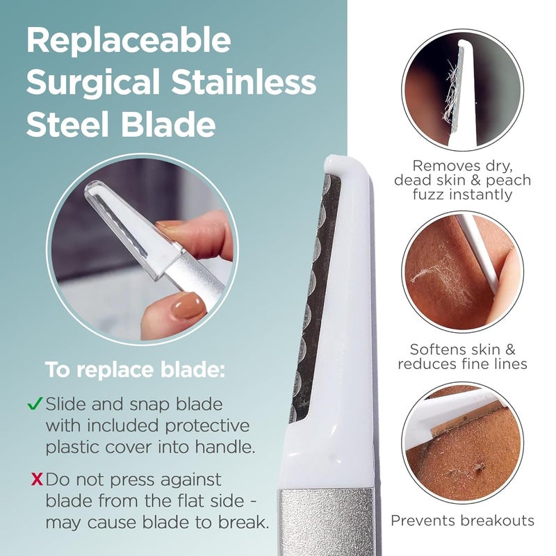 StackedSkincare Professional Dermaplaning Tool for Women â€“ Metal Handle, Replaceable Blade, Smooth Skin & Peach Fuzz Removal, At-Home Exfoliation Razor - Image 2