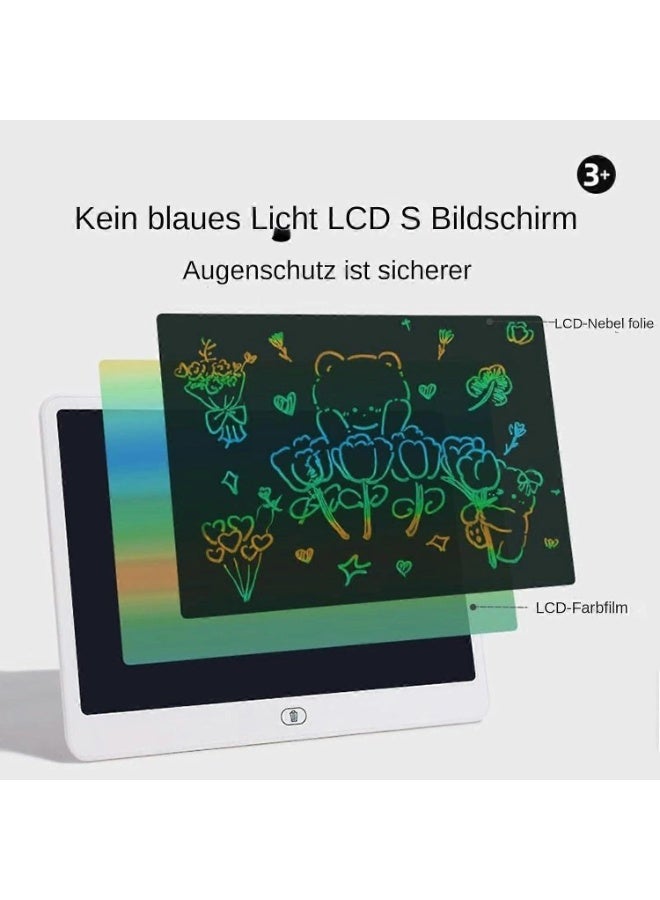 LCD Writing Tablet Doodle Drawing Board Erasable Kids Writing Board One Button Clear Portable Handwriting Pad Eye Protection Color Screen Large Horizontal Screen 290mm x 210mm White - Image 3