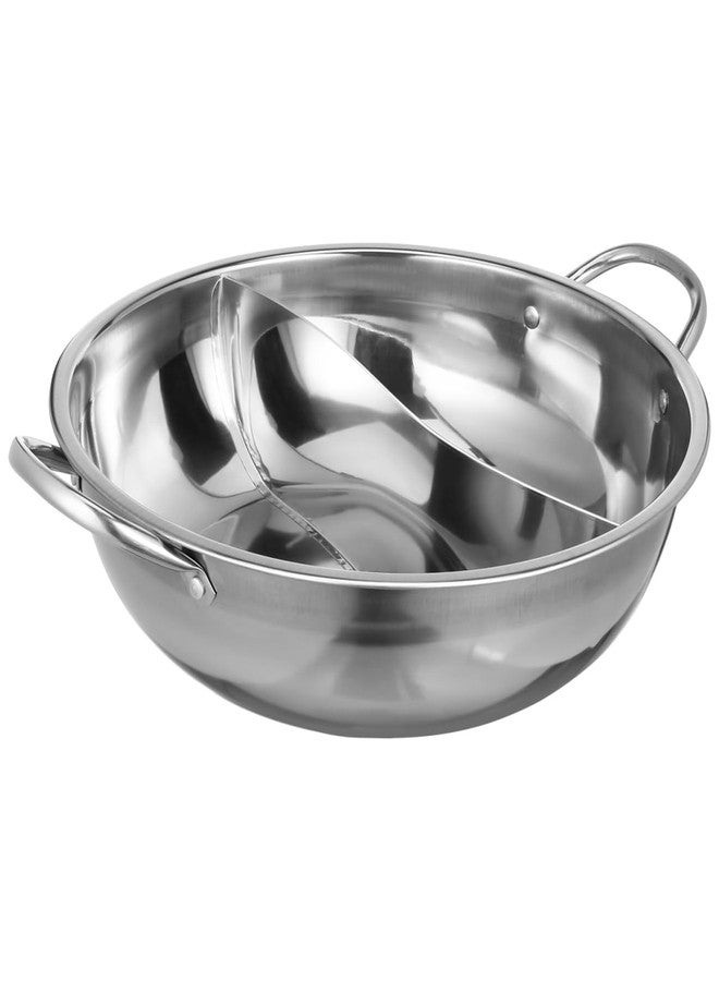 PRETYZOOM Stainless Steel Divided Pan for Cooking, 32cm Shabu Shabu Pot with Handle, Multi-Purpose Cooker for Chinese Hot Pot - Image 1