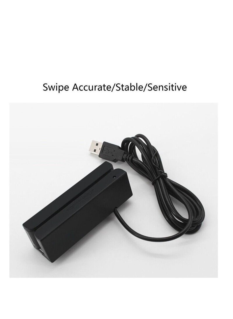 Generic - USB Mini Credit Card MSR90 3 Triple Tracks Hi-co Magnetic Stripe Strip Credit Card Swipe Speed Reader Swiper for POS System Cashier Registry Msr, Black (STYLE-580) - Image 1