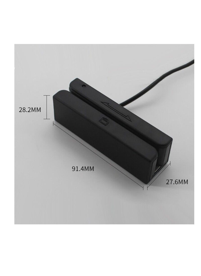 Generic - USB Mini Credit Card MSR90 3 Triple Tracks Hi-co Magnetic Stripe Strip Credit Card Swipe Speed Reader Swiper for POS System Cashier Registry Msr, Black (STYLE-580) - Image 1