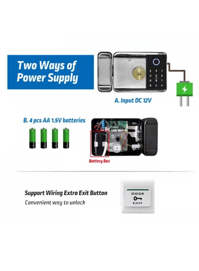 StarDY Fingerprint Door Lock Waterproof Outdoor Gate Lock Tuya App Digital Passcode IC Card Keyless Front Door Electronic Lock - Image 5