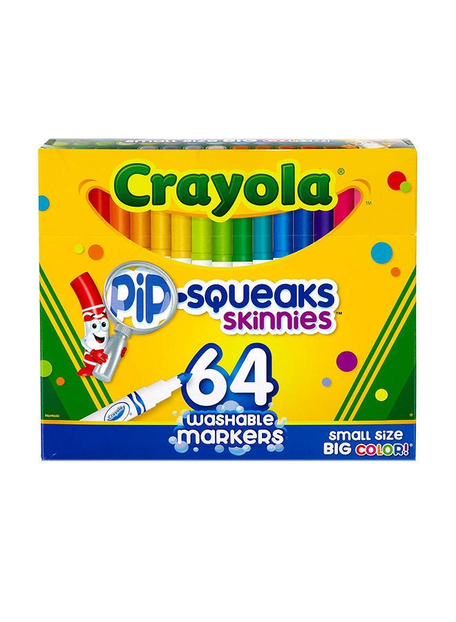 NIBEMINENT 64 Piece Washable Pip-Squeaks Skinnies Markers 16.66x18.75x1.09cm - Image 1