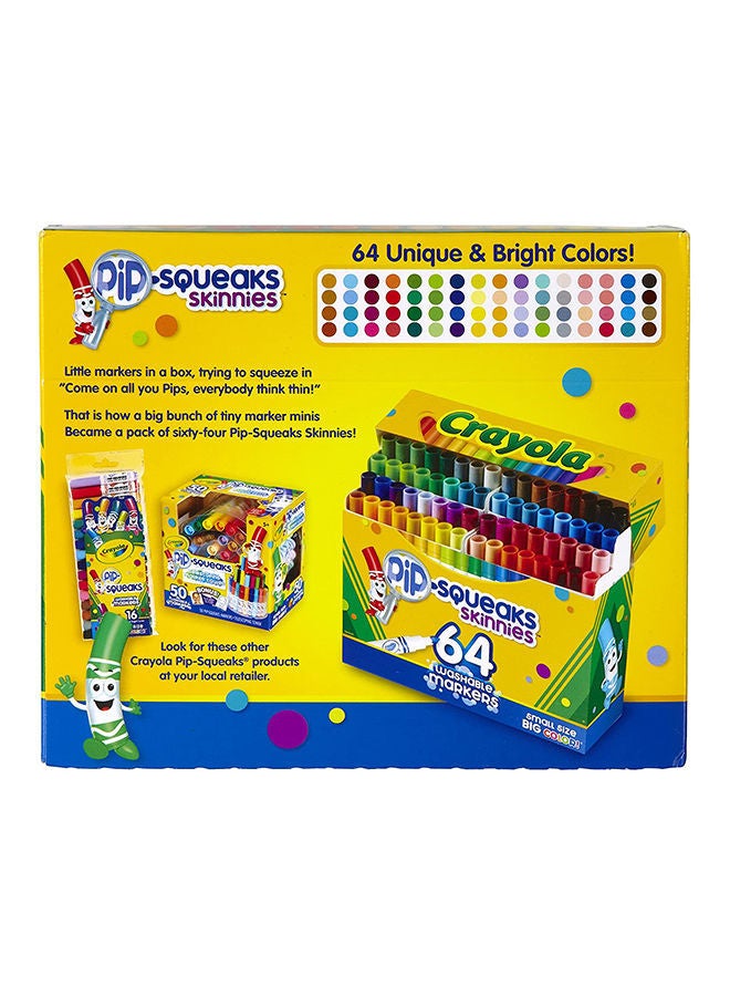 NIBEMINENT 64 Piece Washable Pip-Squeaks Skinnies Markers 16.66x18.75x1.09cm - Image 5