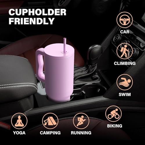 KHOLAD Stainless Steel Vacuum Insulated Tumbler with Lid and Straw Pack of 1 Quencher H2.0 FlowState Coffee Sipper for Water, Iced Tea or Coffee, Smoothie and More 1200ml (Lavender Mist - 40oz) - Image 4