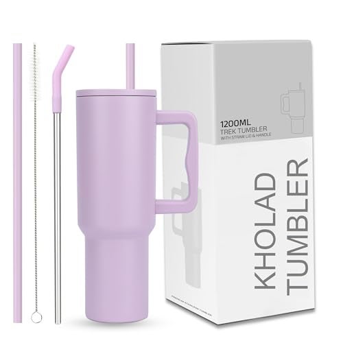 KHOLAD Stainless Steel Vacuum Insulated Tumbler with Lid and Straw Pack of 1 Quencher H2.0 FlowState Coffee Sipper for Water, Iced Tea or Coffee, Smoothie and More 1200ml (Lavender Mist - 40oz) - Image 1