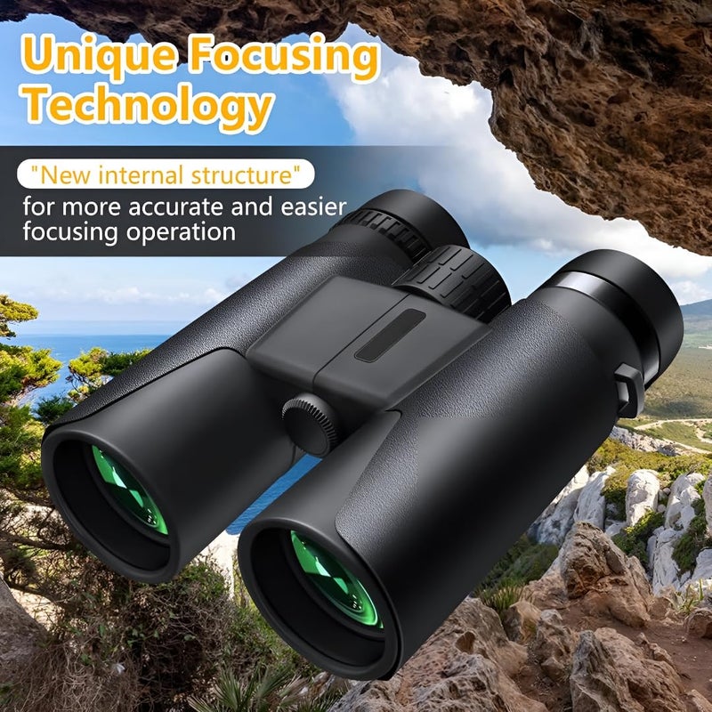 GHIME 10x42 HD Binoculars for Long Distance with Phone Adapter| BAK4 Prism, Easy Focus | Waterproof Wide View Binocular for Bird Watching | Travel, Wildlife, Outdoor, Sports, Safari - Image 4