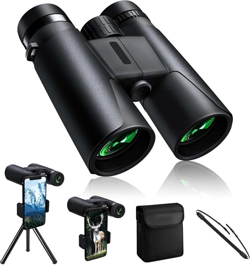 GHIME 10x42 HD Binoculars for Long Distance with Phone Adapter| BAK4 Prism, Easy Focus | Waterproof Wide View Binocular for Bird Watching | Travel, Wildlife, Outdoor, Sports, Safari - Image 1