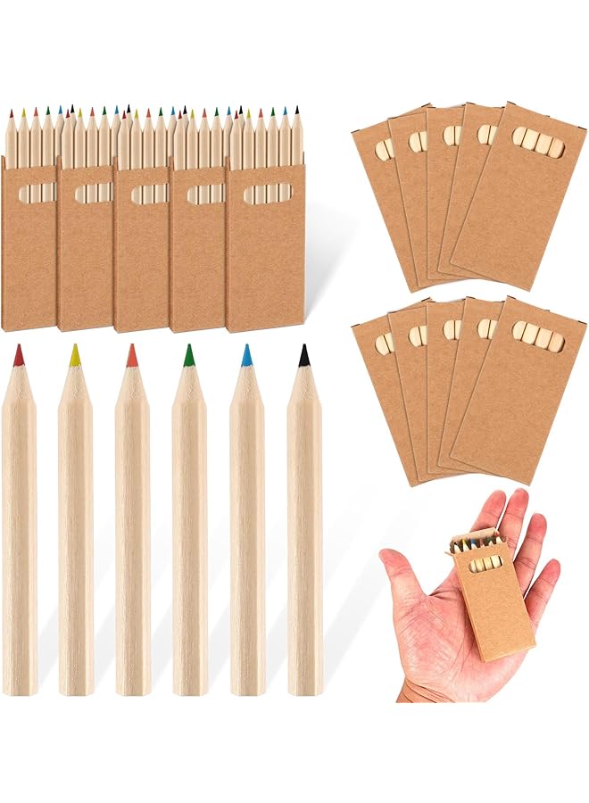 erorex 15 Packs Mini Drawing Colored Pencils For Kids Portable Short Fat 6 Different Color Pencils In Bulk Pre Sharpened Coloring Pencils For Children Painting Classroom School Supplies 3.5 Inch - Image 1