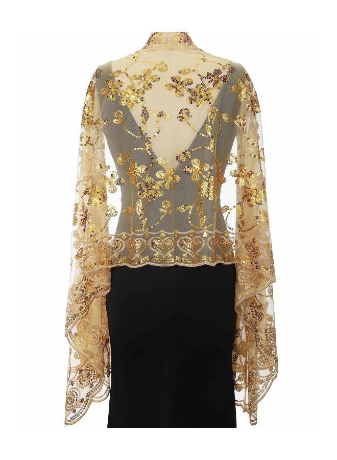 1920s Women's Shawls and Wraps, Sparkling Metallic Evening Scarves, Sequin Deco Wedding Wraps for Brides, Perfect for Parties and Special Occasions. - Image 4