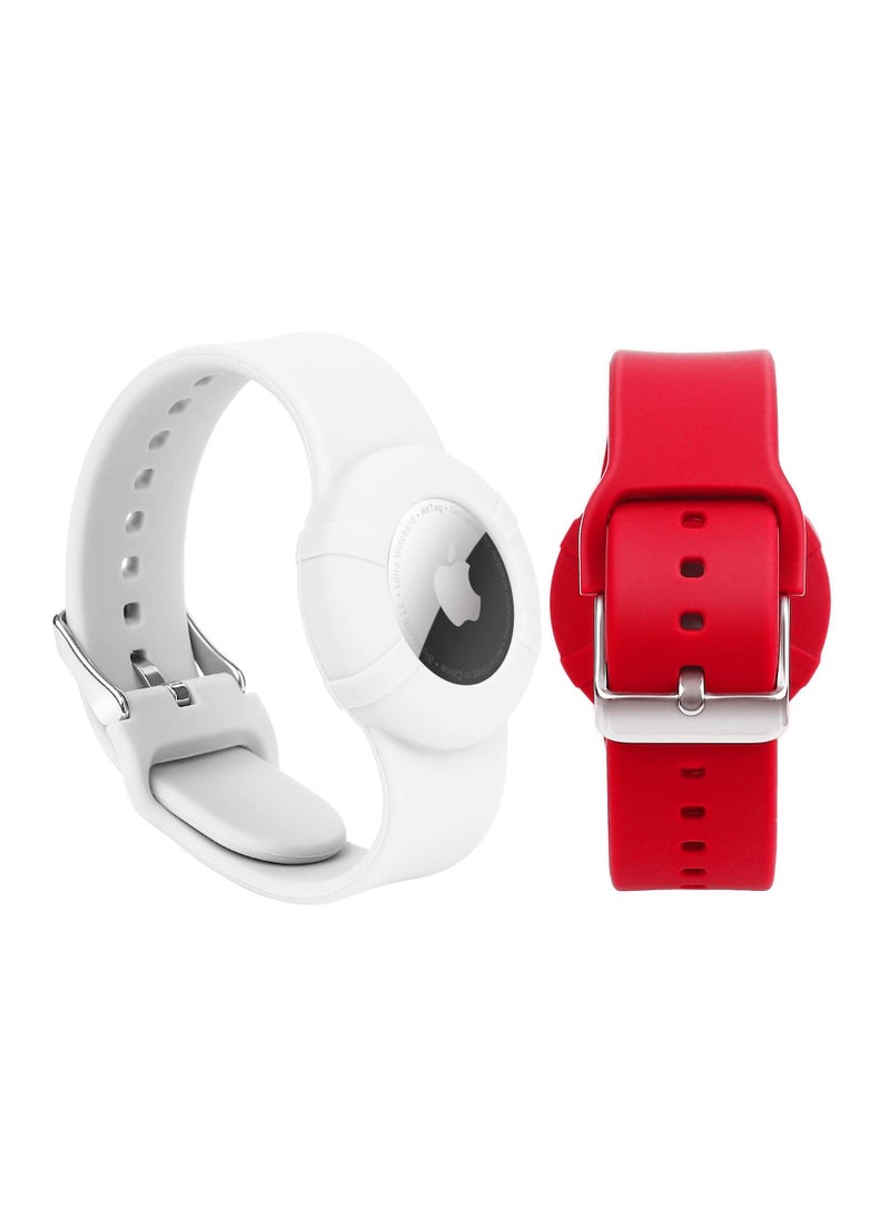 SYOSI 2 Pcs Airtag Wristbands for Kids Soft Silicone Bracelet Lightweight Waterproof Band Compatible with Apple Airtag Watch Band for Children and Toddler - Image 1