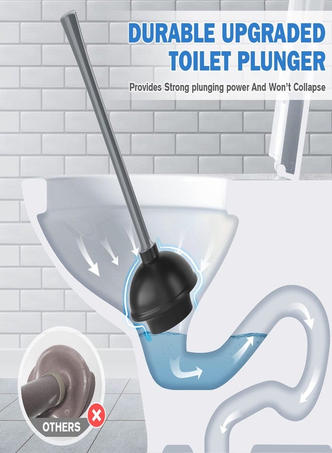 TRENTI Toilet Plunger and Brush with Holder, Bowl Brush and Heavy Duty Toilet Plunger Set for 5.7-inch Toilet Drain, 2-in-1 Bathroom Cleaning Combo with Modern Caddy Stand (Grey) - Image 2