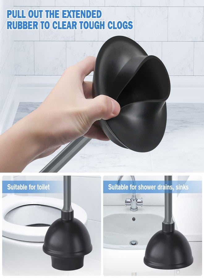 TRENTI Toilet Plunger and Brush with Holder, Bowl Brush and Heavy Duty Toilet Plunger Set for 5.7-inch Toilet Drain, 2-in-1 Bathroom Cleaning Combo with Modern Caddy Stand (Grey) - Image 3