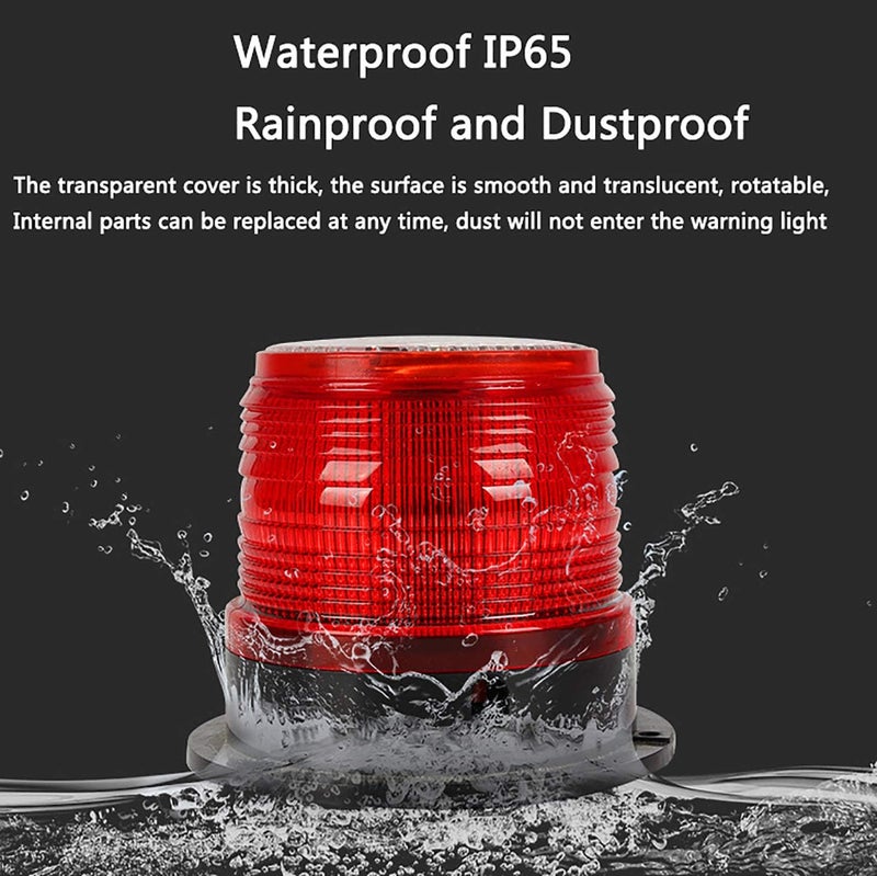 risoon Solar Strobe Warning Safety Flashing Light/Ceiling Strobe Light, with Strong Magnetic Base Waterproof for Construction, Traffic, Factory, Crane Tower, Boat Navigation (Blue) - Image 4