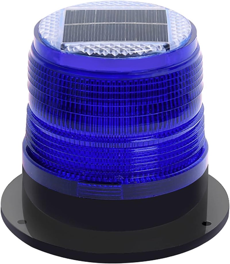 risoon Solar Strobe Warning Safety Flashing Light/Ceiling Strobe Light, with Strong Magnetic Base Waterproof for Construction, Traffic, Factory, Crane Tower, Boat Navigation (Blue) - Image 1