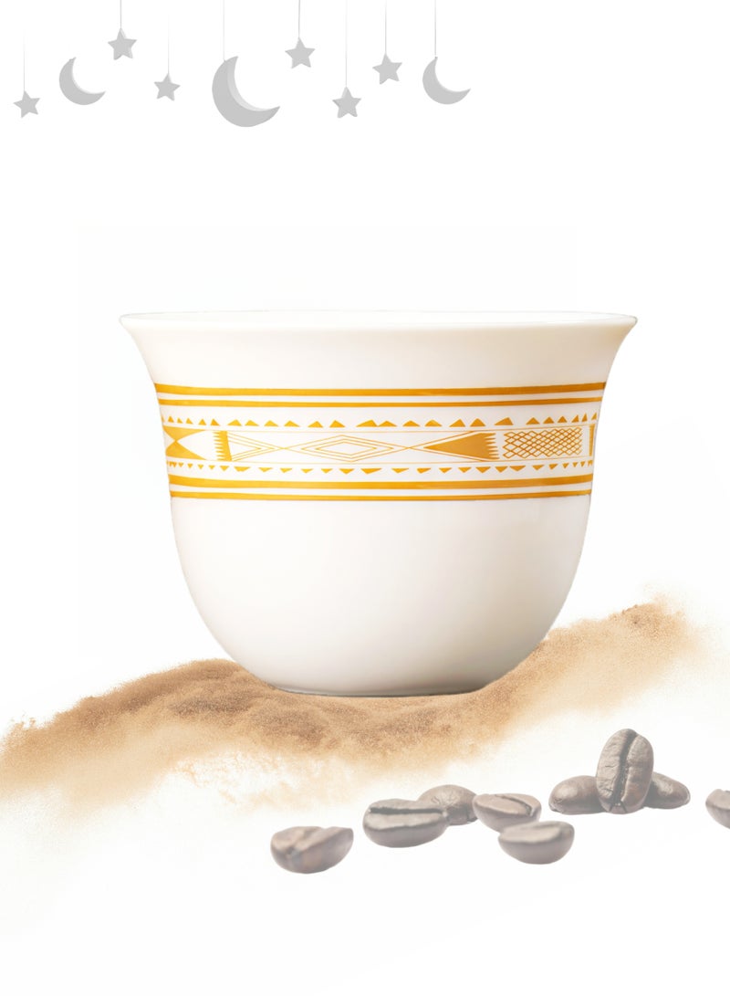 كوب قهوة عربي من البورسلين الأبيض من السيراميك ، كوب إسبريسو ، جدار سميك ، عزل حراري ، طلاء ناعم وحساس ، آمن في الميكروويف ، للإسبريسو ، لاتيه ، الشاي. للمطبخ اليومي ، حفلات الزفاف ، مطعم الفندق ، هدايا رمضان (أبيض 160 مل) - Image 1