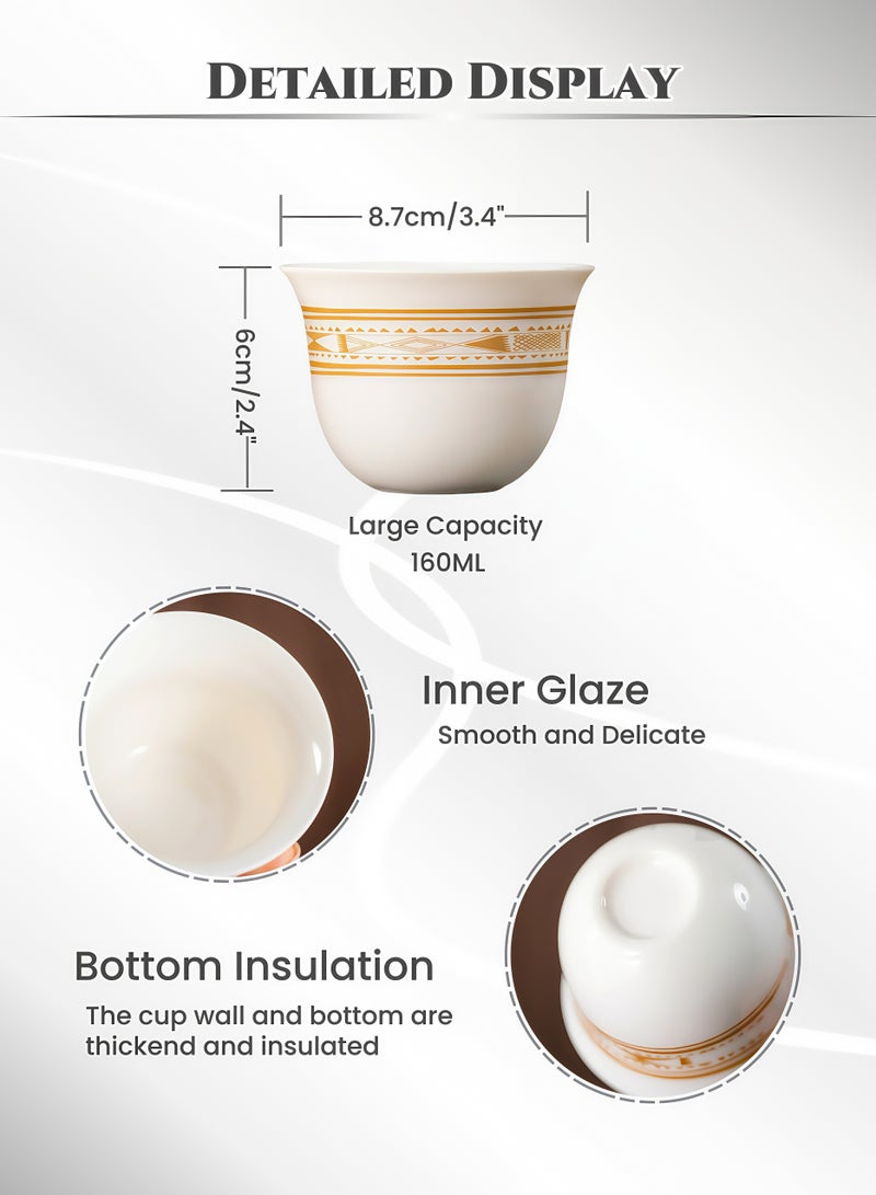 كوب قهوة عربي من البورسلين الأبيض من السيراميك ، كوب إسبريسو ، جدار سميك ، عزل حراري ، طلاء ناعم وحساس ، آمن في الميكروويف ، للإسبريسو ، لاتيه ، الشاي. للمطبخ اليومي ، حفلات الزفاف ، مطعم الفندق ، هدايا رمضان (أبيض 160 مل) - Image 5