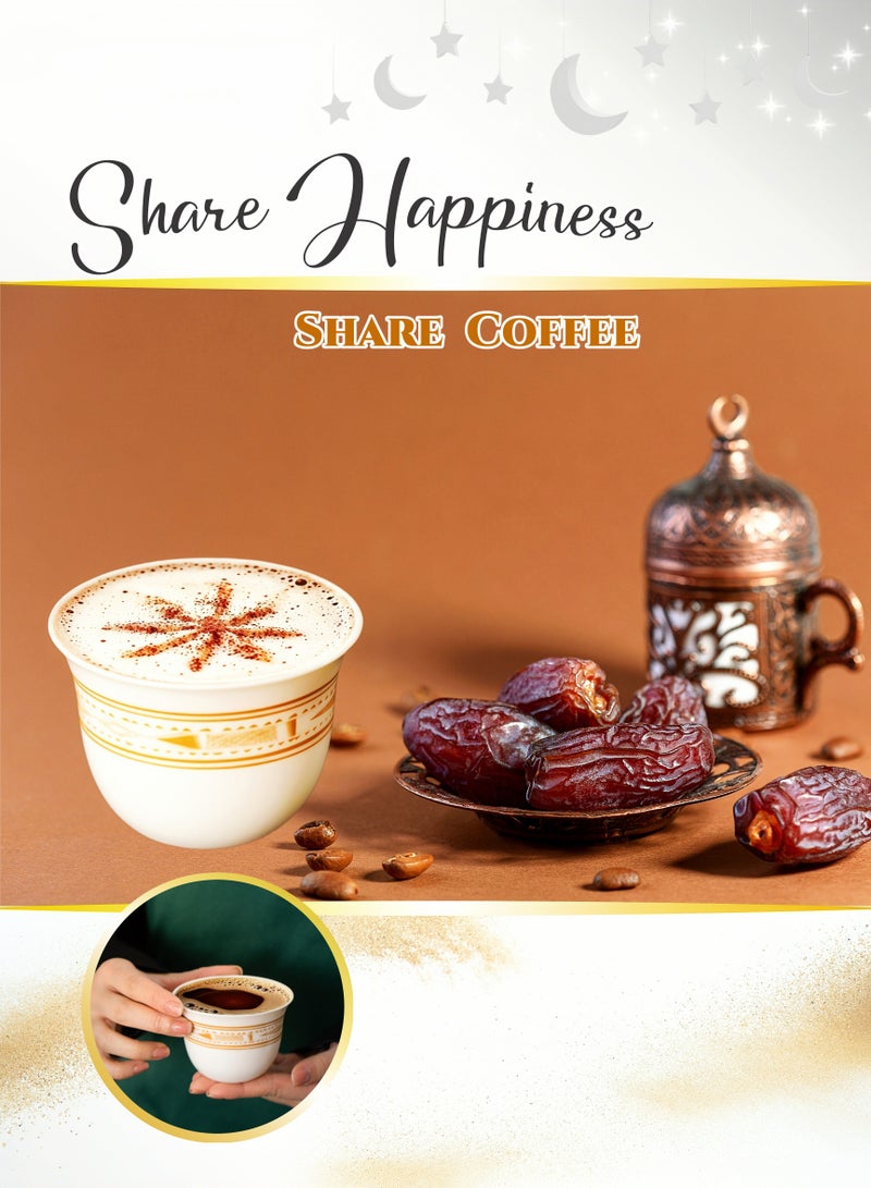 كوب قهوة عربي من البورسلين الأبيض من السيراميك ، كوب إسبريسو ، جدار سميك ، عزل حراري ، طلاء ناعم وحساس ، آمن في الميكروويف ، للإسبريسو ، لاتيه ، الشاي. للمطبخ اليومي ، حفلات الزفاف ، مطعم الفندق ، هدايا رمضان (أبيض 160 مل) - Image 3