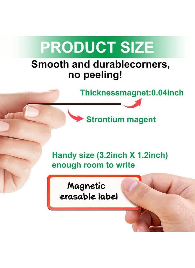Leinuosen Leinuosen Magnetic Dry Erase Labels 3.2 x 1.2 Name Plate Tags Flexible Reusable Magnetic Label Stickers for Classroom Office Home Whiteboards Refrigerator Locker Shelf Crafts(80 Pieces)  - Image 2
