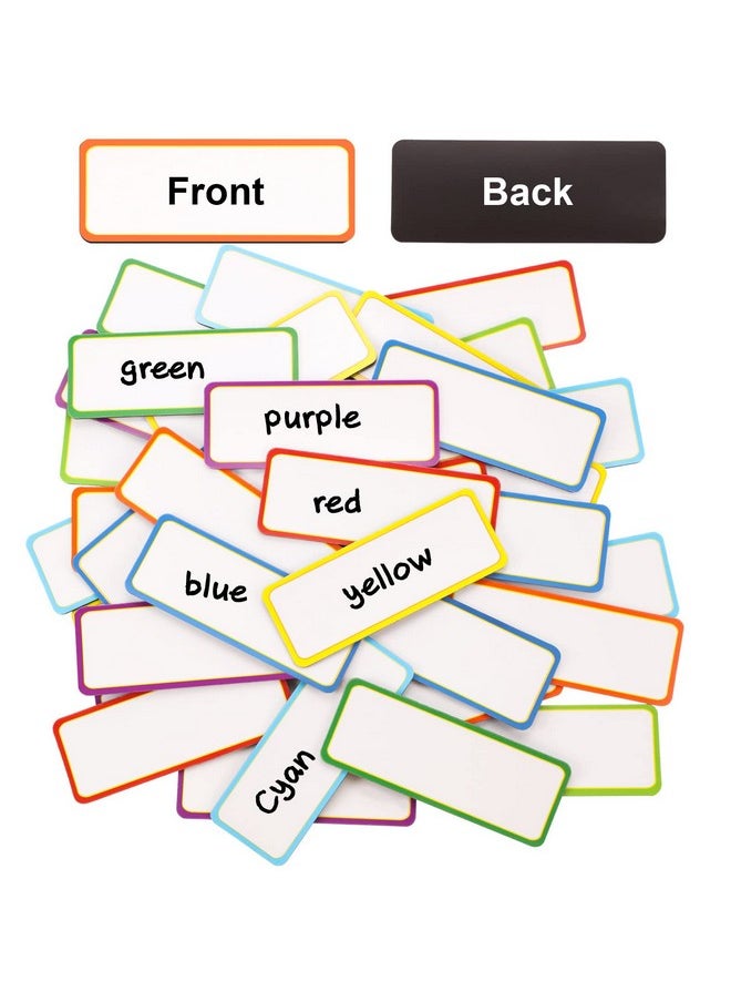 Leinuosen Leinuosen Magnetic Dry Erase Labels 3.2 x 1.2 Name Plate Tags Flexible Reusable Magnetic Label Stickers for Classroom Office Home Whiteboards Refrigerator Locker Shelf Crafts(80 Pieces)  - Image 3