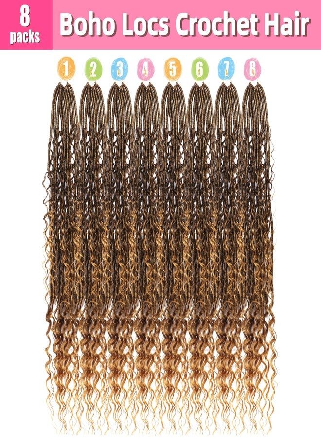 AMUMI Soft Boho Locs Crochet Hair for Black Women-30 Inch 8 Packs Goddess Faux Locs Crochet Human Hair Feeling Pre Looped with Curly Ends Curly Ends (T27, 30 Inch(Pack of 8)) - Image 5