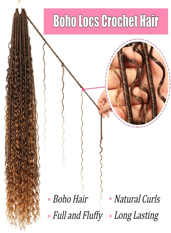 AMUMI Soft Boho Locs Crochet Hair for Black Women-30 Inch 8 Packs Goddess Faux Locs Crochet Human Hair Feeling Pre Looped with Curly Ends Curly Ends (T27, 30 Inch(Pack of 8)) - Image 3