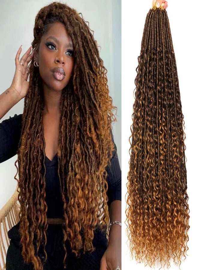 AMUMI Soft Boho Locs Crochet Hair for Black Women-30 Inch 8 Packs Goddess Faux Locs Crochet Human Hair Feeling Pre Looped with Curly Ends Curly Ends (T27, 30 Inch(Pack of 8)) - Image 1