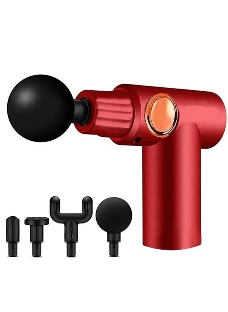 Generic - Smart Fascia Massager , 4 Massage Head , 6 Stage Vibration Speed Regulation , Single Key Press Switch , USB Charging Type-C , 20W - Red - Image 1