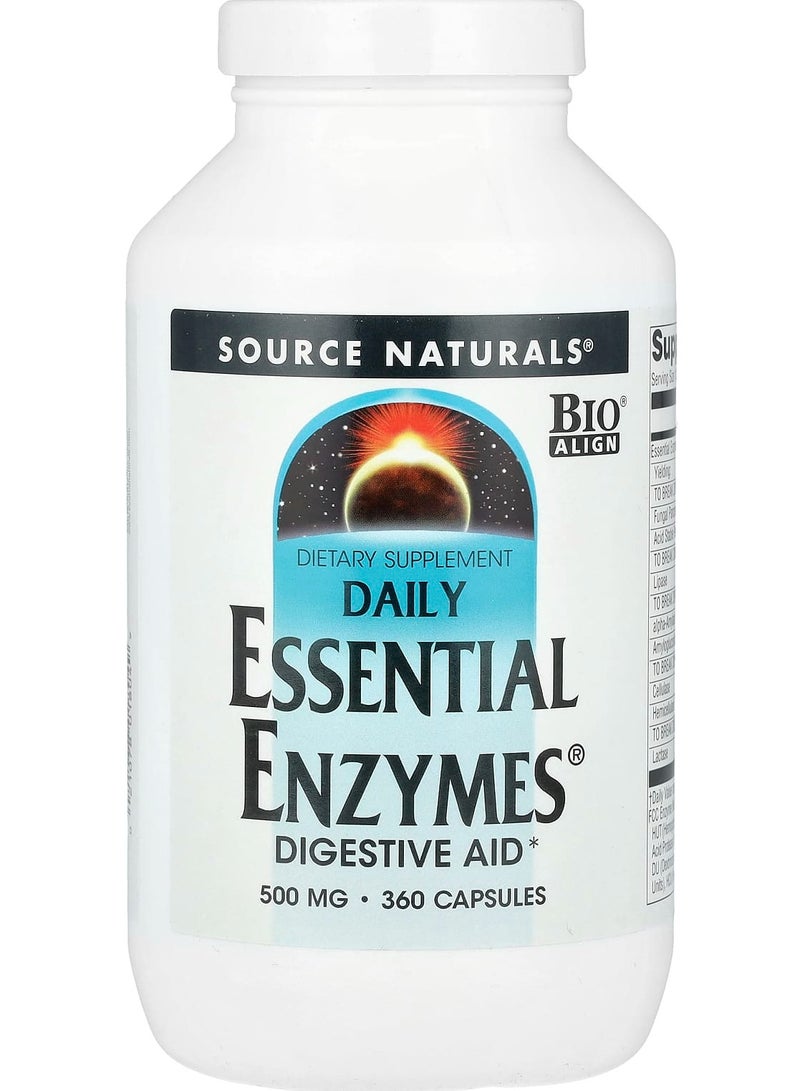 Daily Essential Enzymes, Digestive Aid, 500 mg, 360 Capsules