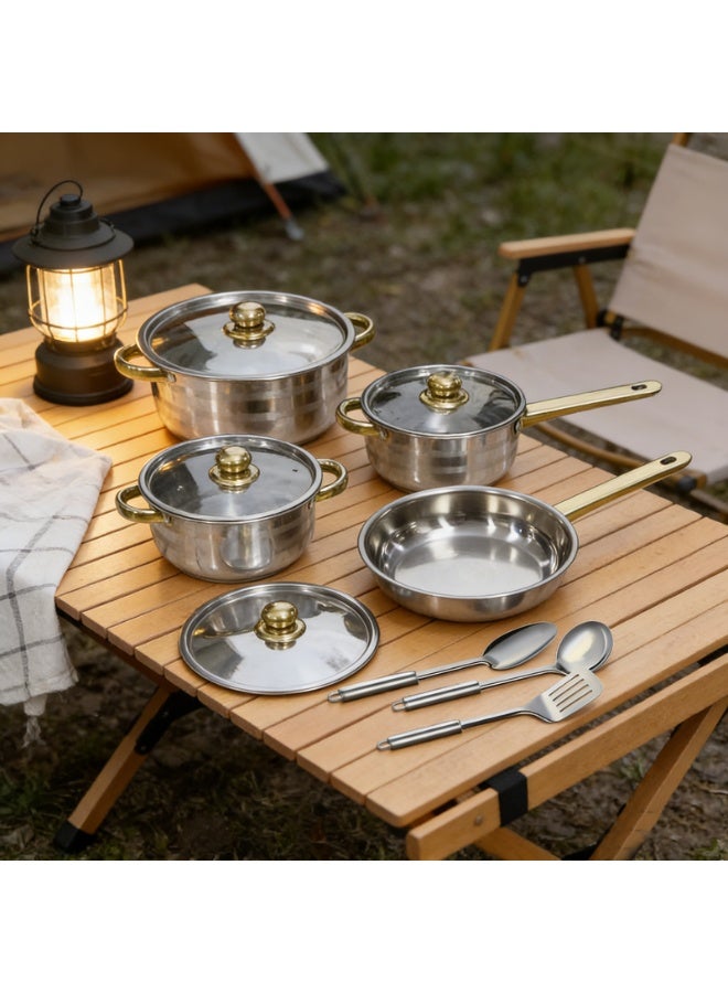 15pcs Stainless Steel Cookware Set,Professional Quality Household And Commercial Kitchen Cookware, Kitchen Cookware Set And Utensils,Dishwasher Safe, Essential For Holiday Cooking - Image 3